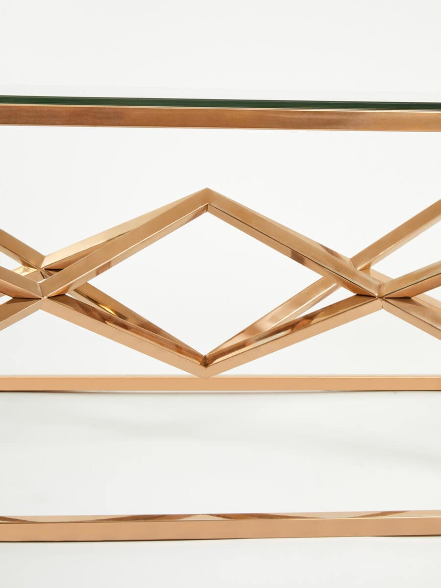 Alustre Corseted Rose Gold Coffee Table.