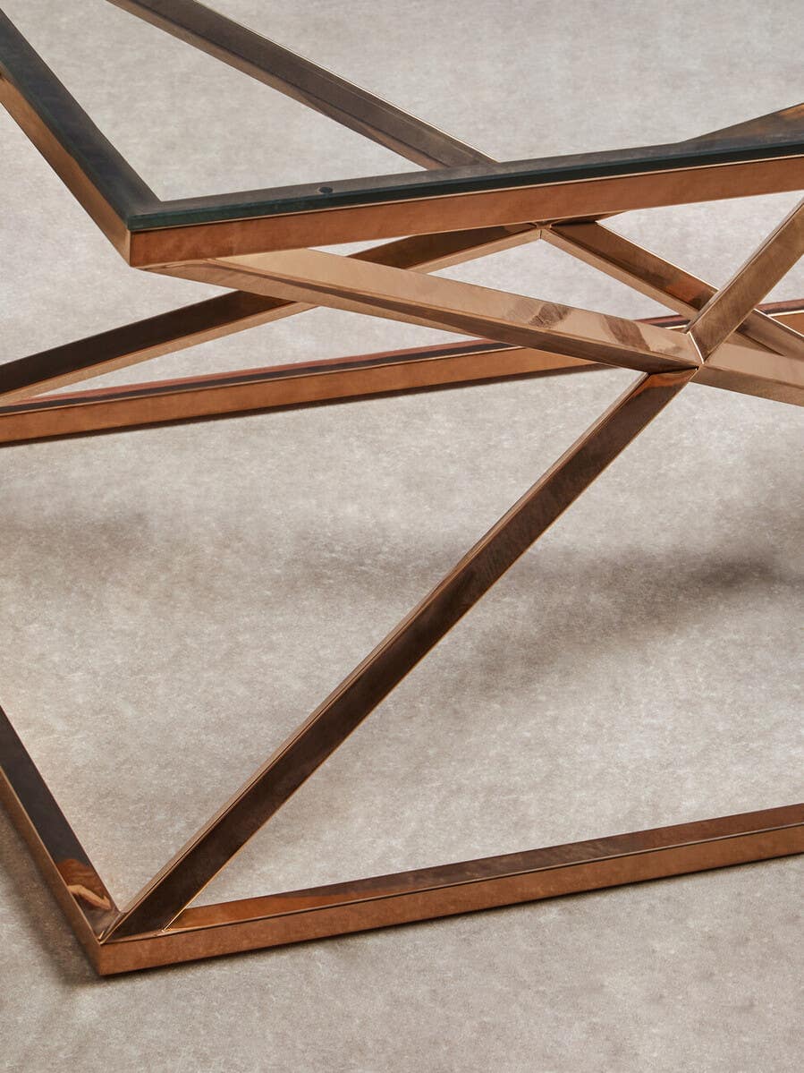 Alustre Corseted Rose Gold Coffee Table.