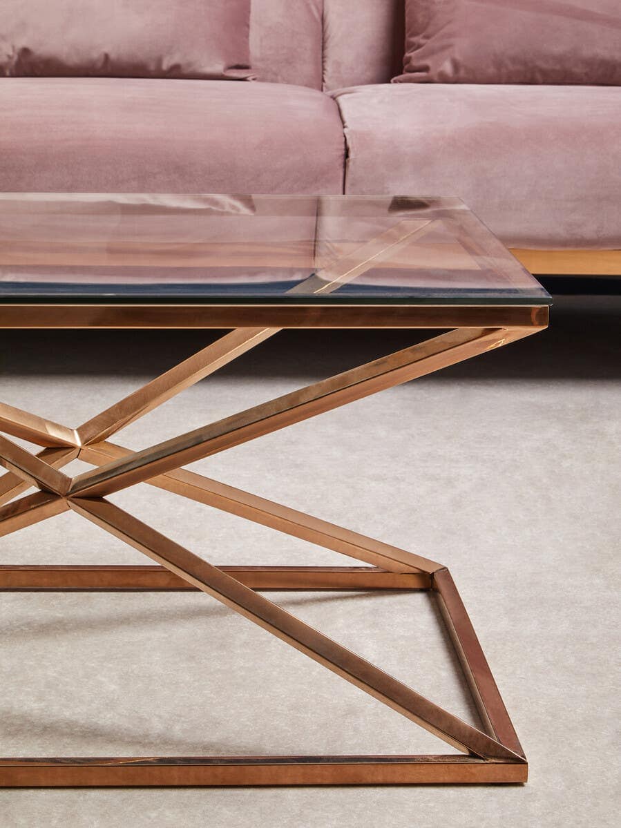 Alustre Corseted Rose Gold Coffee Table.