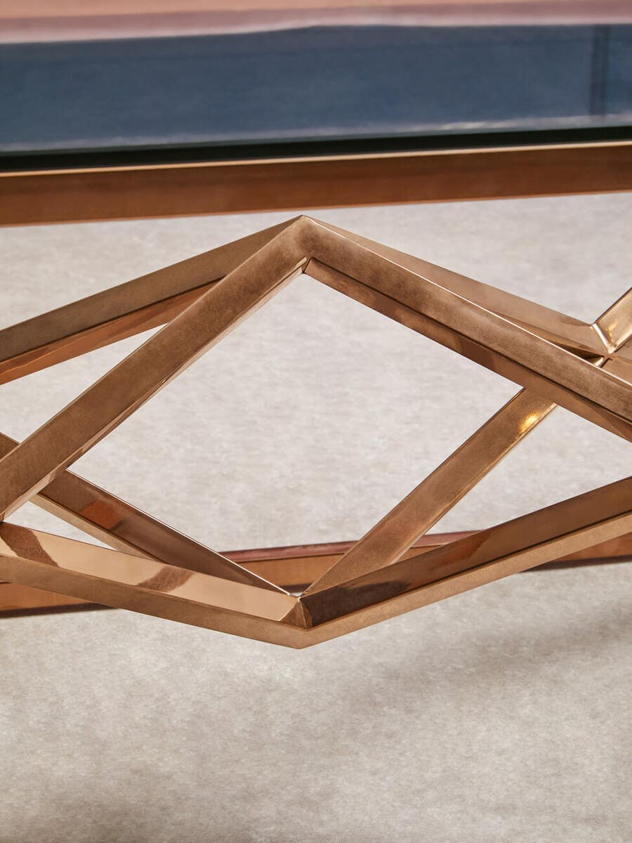 Alustre Corseted Rose Gold Coffee Table.