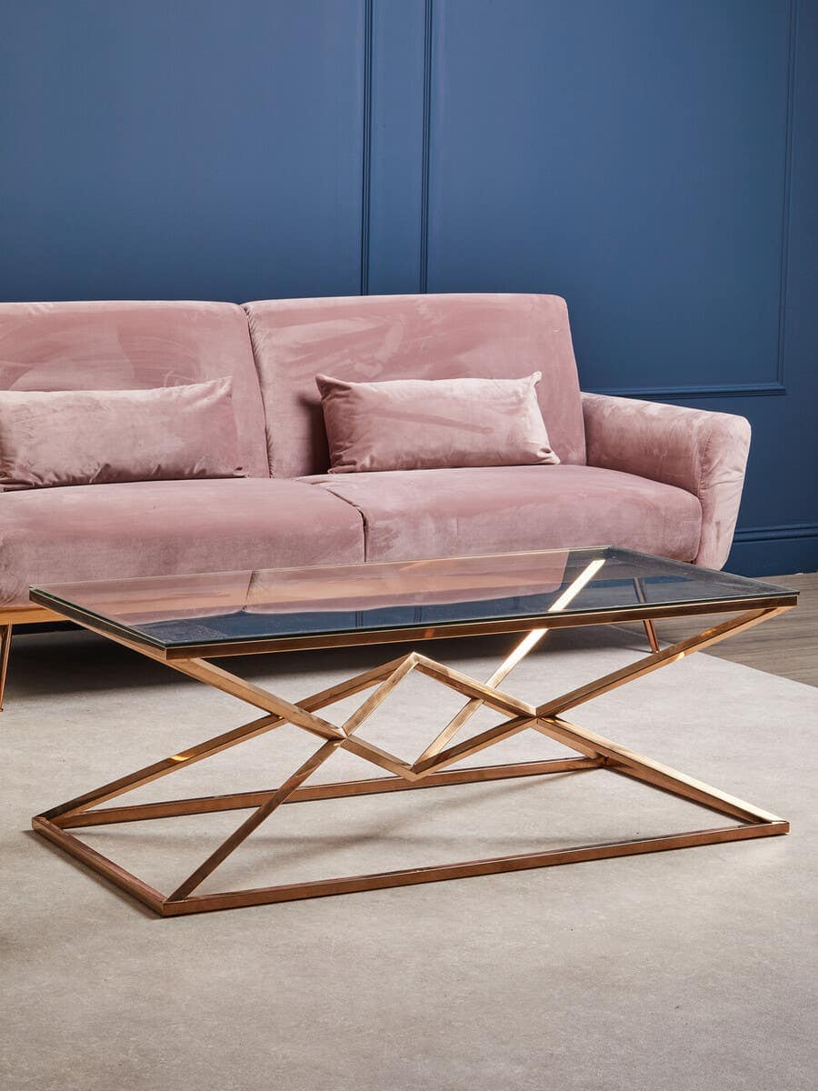 Noosa & Co. Living Alustre Corseted Rose Gold Coffee Table House of Isabella UK