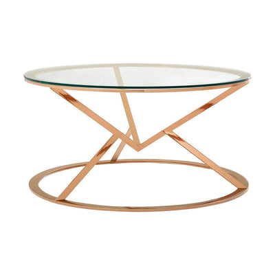 Noosa & Co. Living Alustre Corseted Round Rose Gold Coffee Table House of Isabella UK