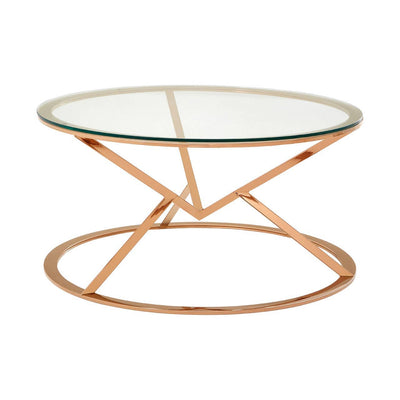 Noosa & Co. Living Alustre Corseted Round Rose Gold Coffee Table House of Isabella UK