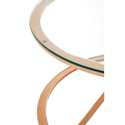 Noosa & Co. Living Alustre Corseted Round Rose Gold Coffee Table House of Isabella UK