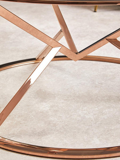 Noosa & Co. Living Alustre Corseted Round Rose Gold Coffee Table House of Isabella UK