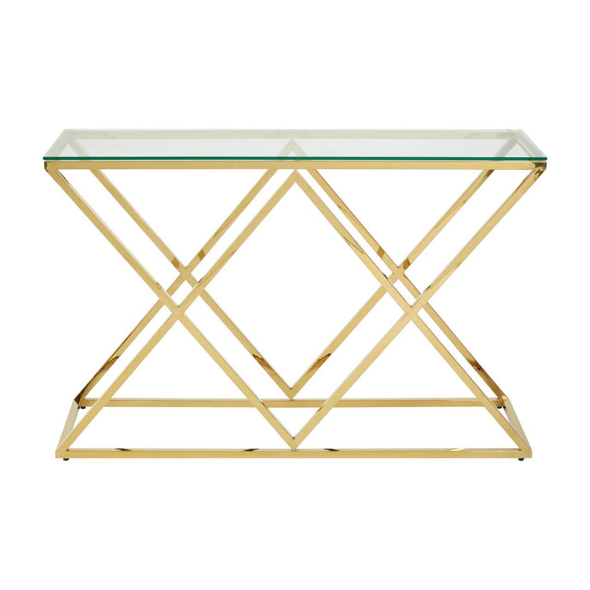 Alustre Gold Finish Console Table.