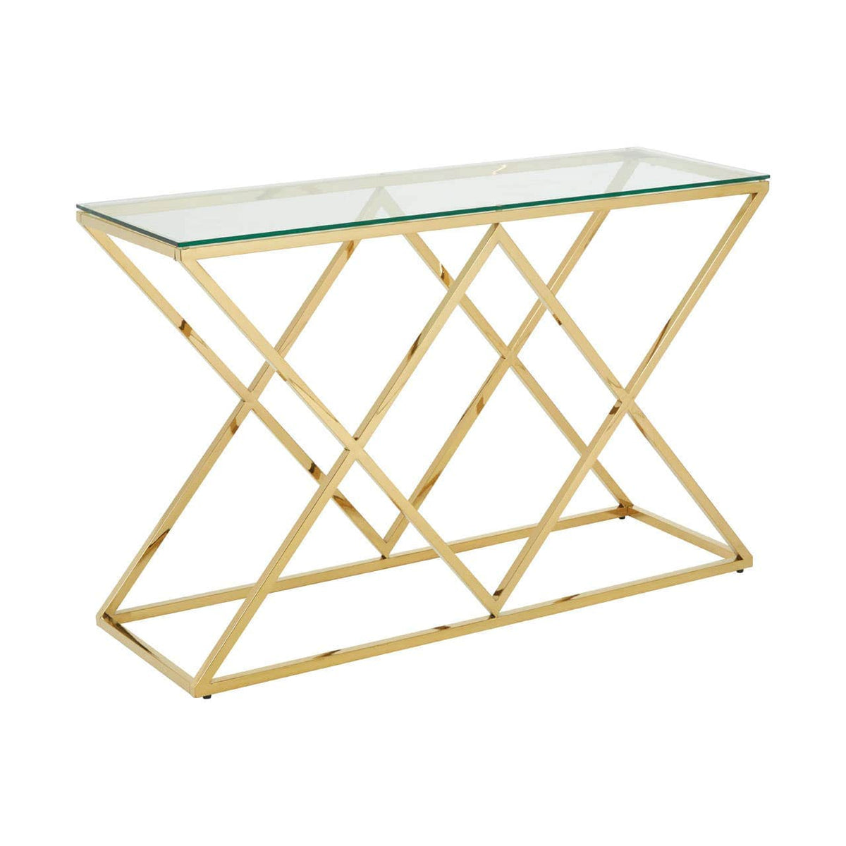 Alustre Gold Finish Console Table.
