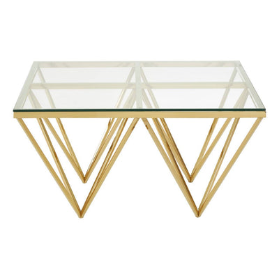 Noosa & Co. Living Alustre Gold Finish Prismaric Square Coffee Table House of Isabella UK