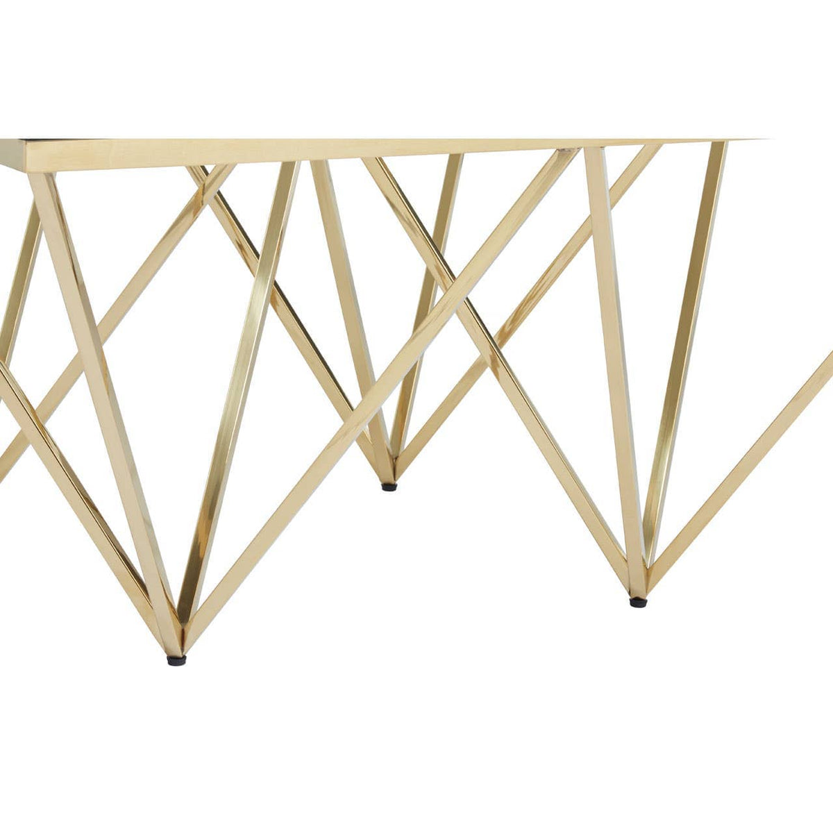 Alustre Gold Finish Prismaric Square Coffee Table.