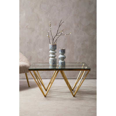 Noosa & Co. Living Alustre Gold Finish Prismaric Square Coffee Table House of Isabella UK