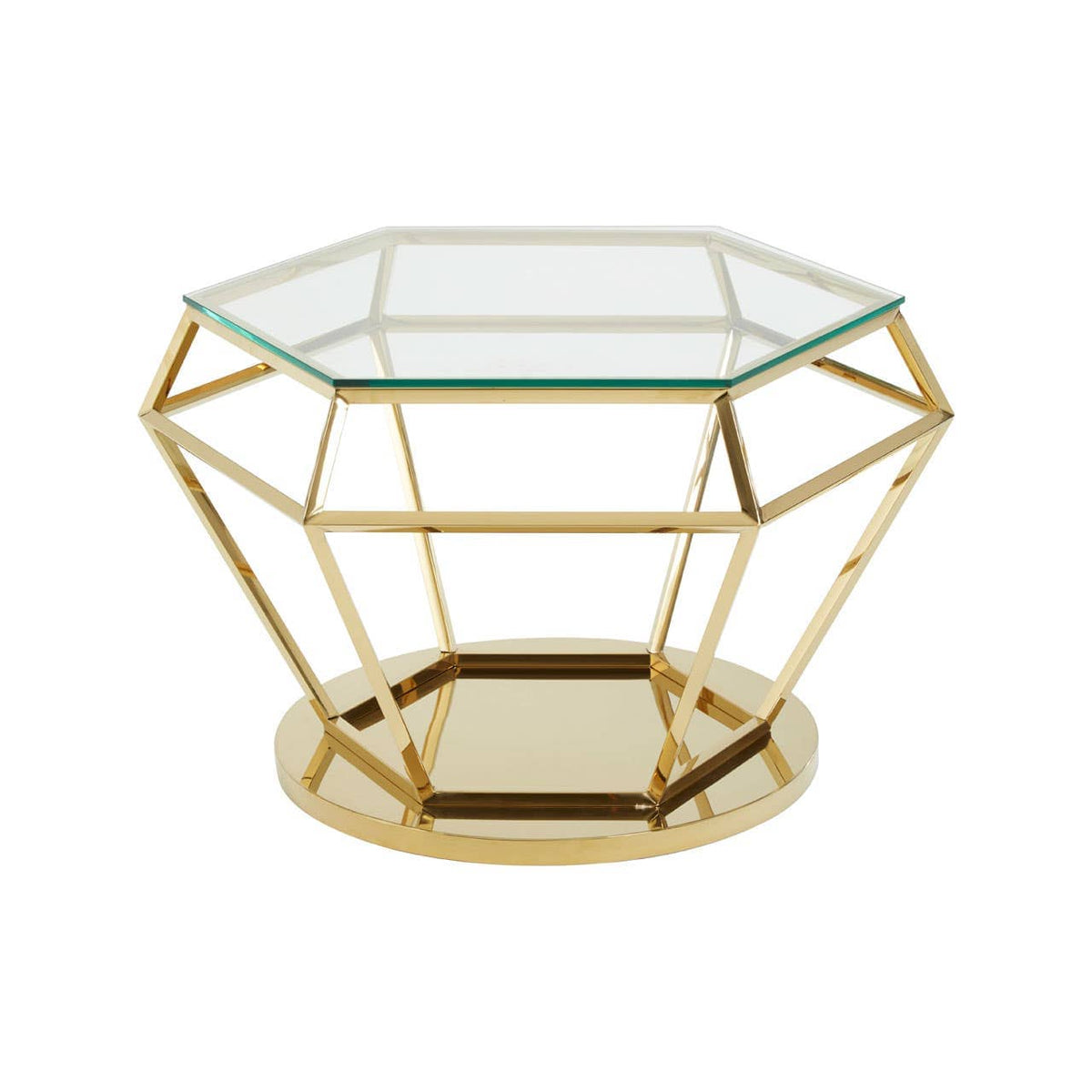 Alustre Large Gold Finish Diamond End Table.