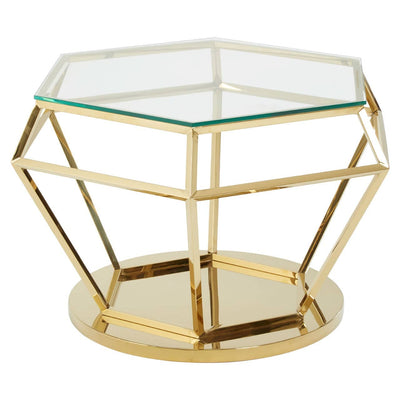 Noosa & Co. Living Alustre Large Gold Finish Diamond End Table House of Isabella UK