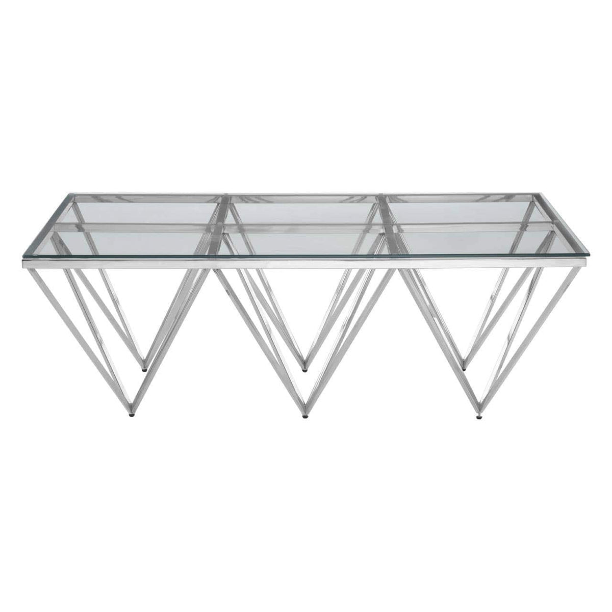 Alustre Prismatic Silver Base Coffee Table.
