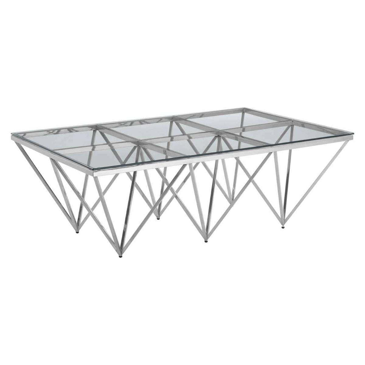 Alustre Prismatic Silver Base Coffee Table.