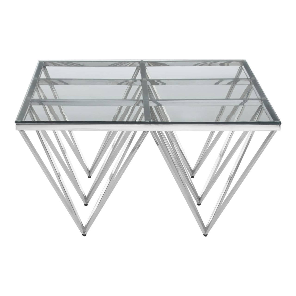Alustre Prismatic Silver Base Coffee Table.