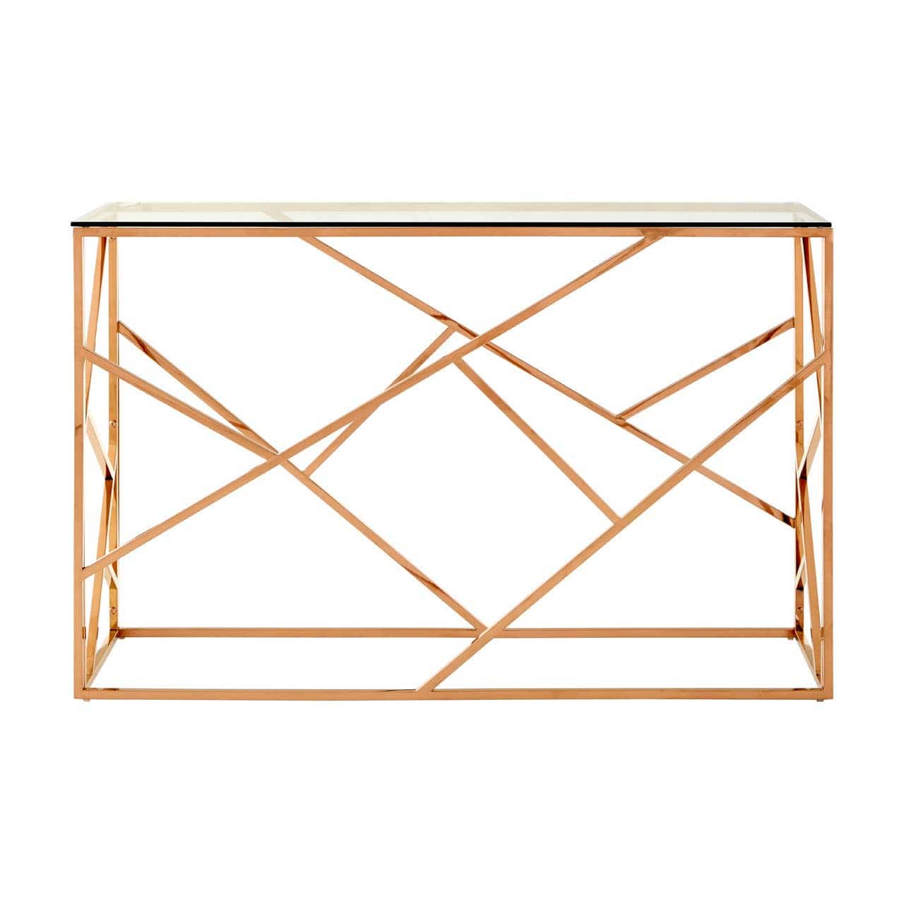 Noosa & Co. Living Alustre Rose Gold Geometric Console Table House of Isabella UK