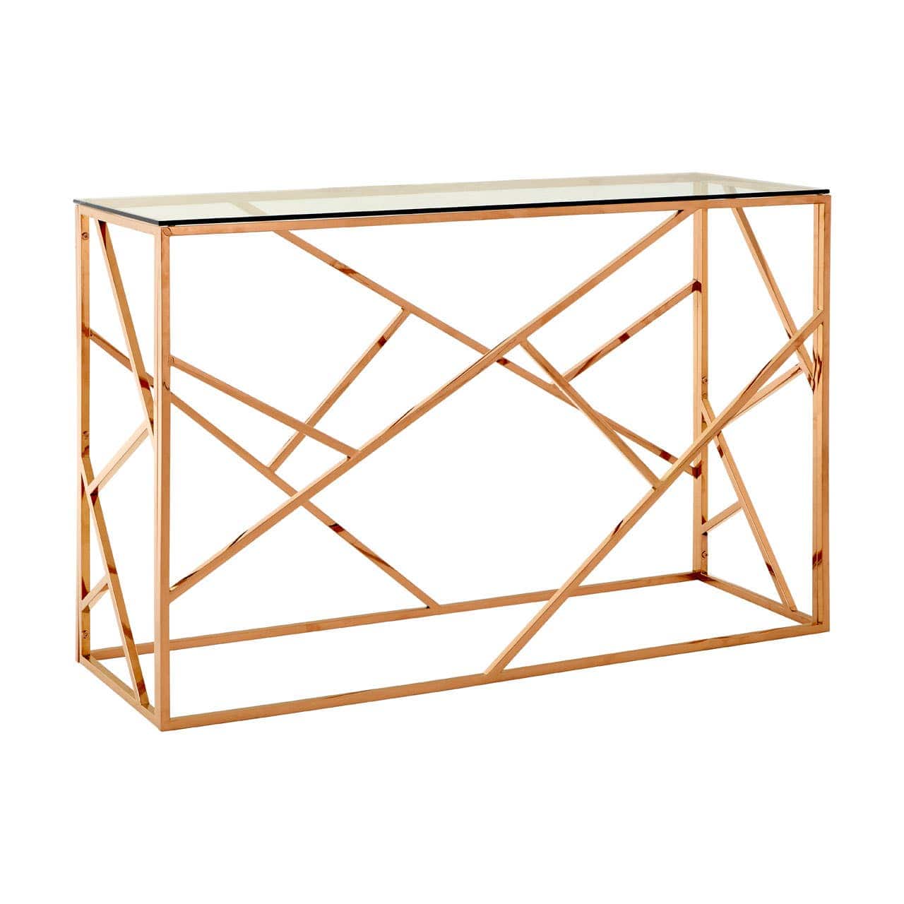 Noosa & Co. Living Alustre Rose Gold Geometric Console Table House of Isabella UK