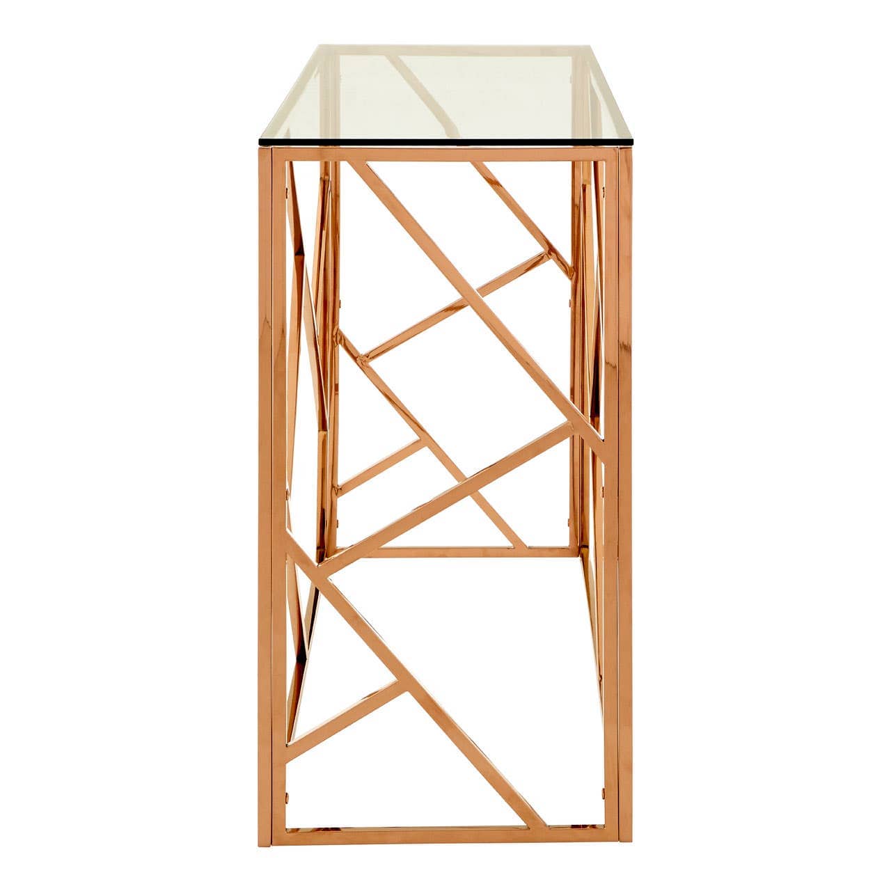 Noosa & Co. Living Alustre Rose Gold Geometric Console Table House of Isabella UK