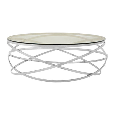 Noosa & Co. Living Alustre Round Silver Swirl Base Coffee Table House of Isabella UK