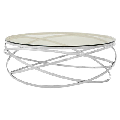 Noosa & Co. Living Alustre Round Silver Swirl Base Coffee Table House of Isabella UK