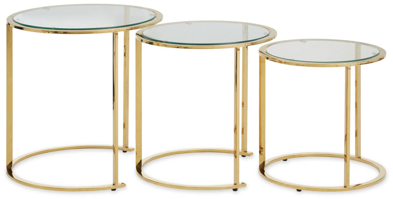 Noosa & Co. Living Alustre Set Of 3 Gold Brushed Nesting Tables House of Isabella UK