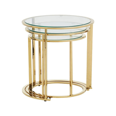 Noosa & Co. Living Alustre Set Of 3 Gold Brushed Nesting Tables House of Isabella UK