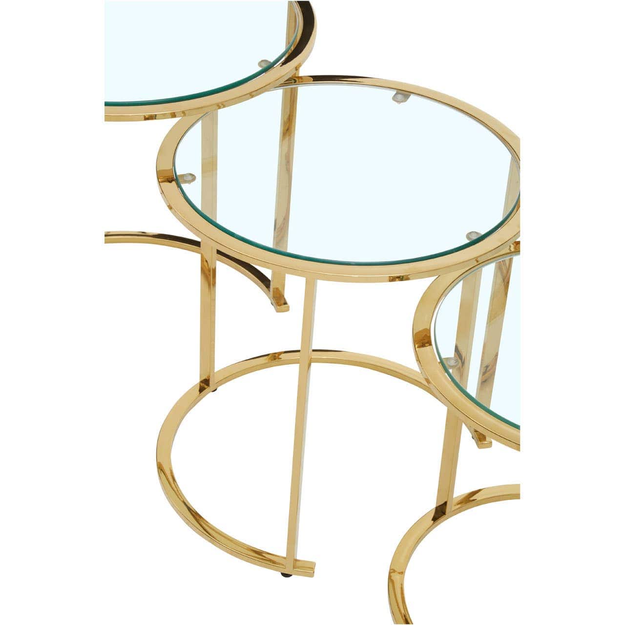 Noosa & Co. Living Alustre Set Of 3 Gold Brushed Nesting Tables House of Isabella UK