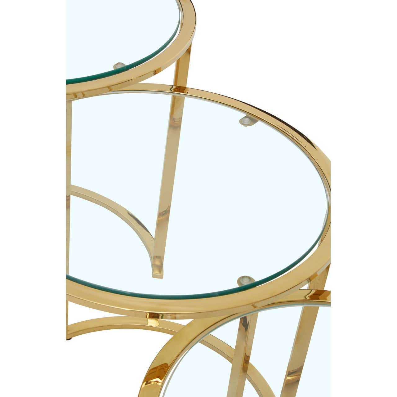 Noosa & Co. Living Alustre Set Of 3 Gold Brushed Nesting Tables House of Isabella UK