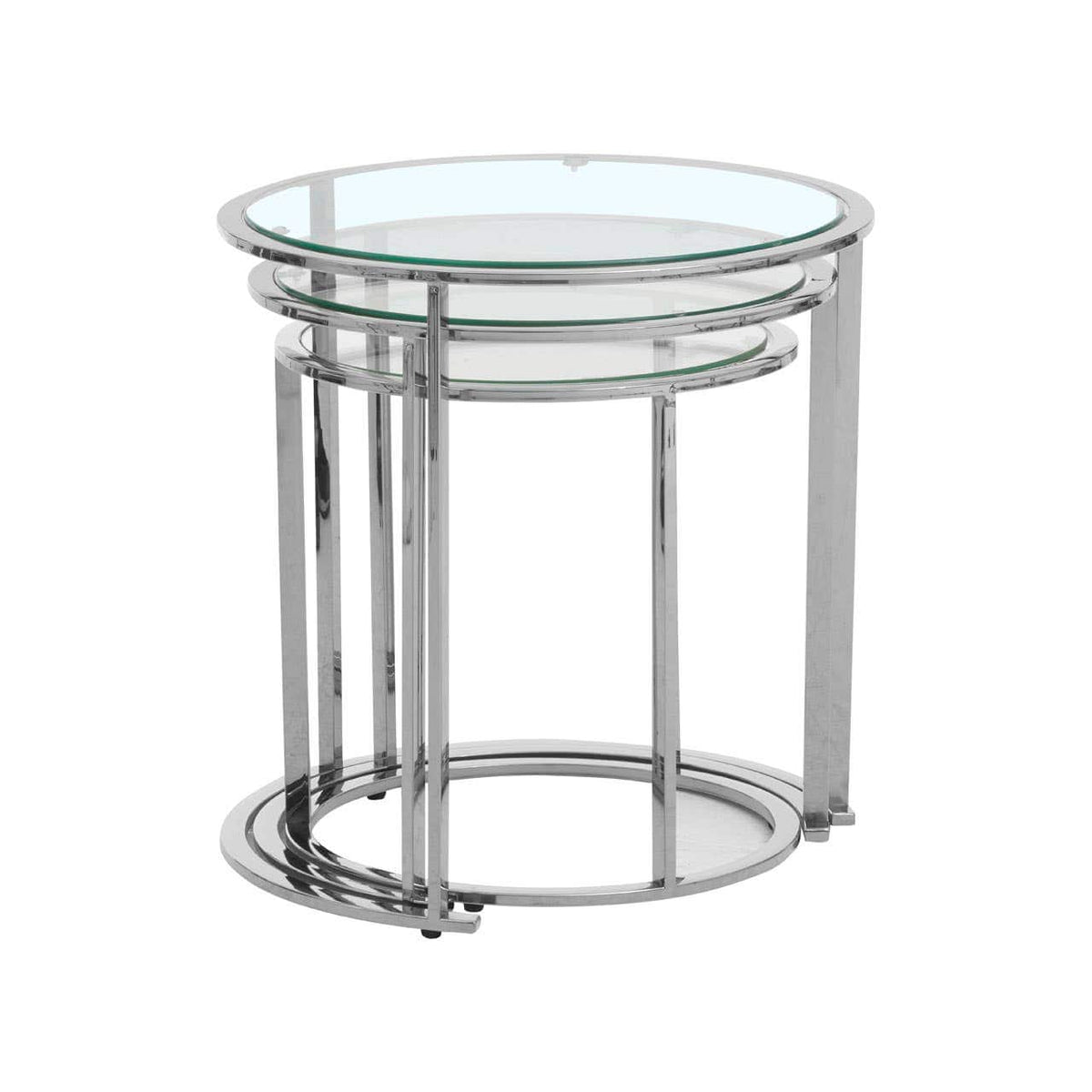 Alustre Set Of 3 Silver Nesting Tables.