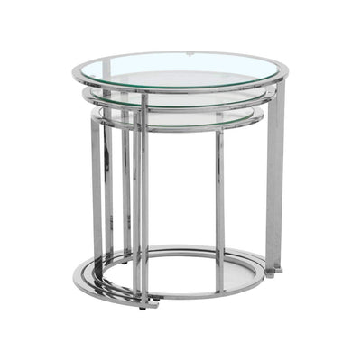 Noosa & Co. Living Alustre Set Of 3 Silver Nesting Tables House of Isabella UK