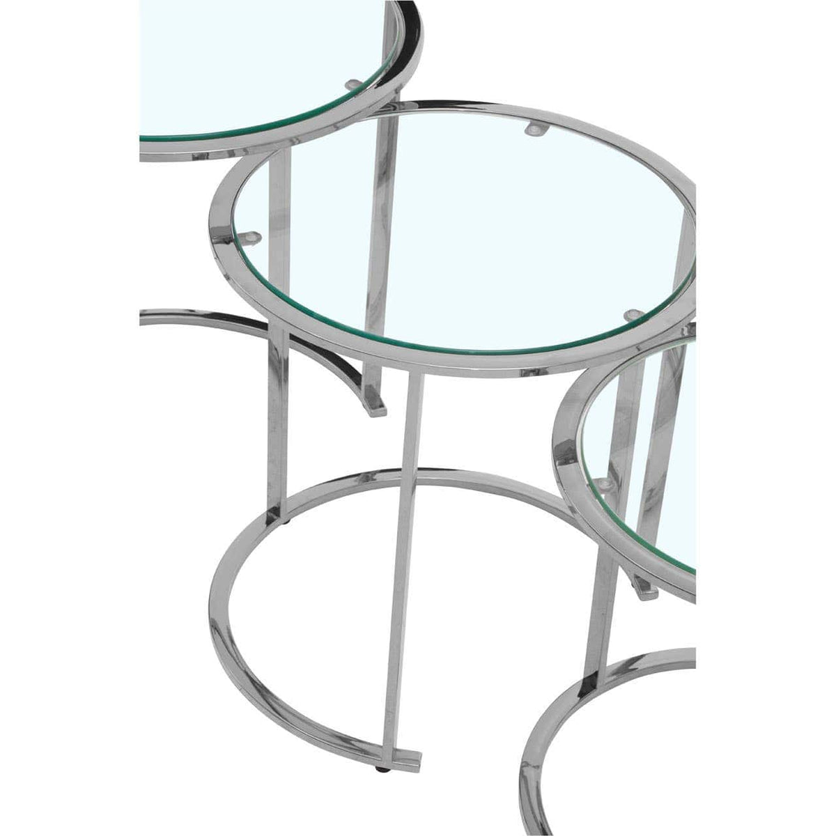 Alustre Set Of 3 Silver Nesting Tables.
