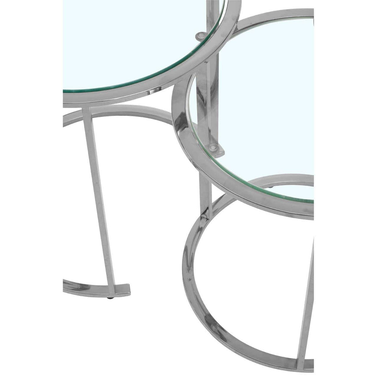 Alustre Set Of 3 Silver Nesting Tables.