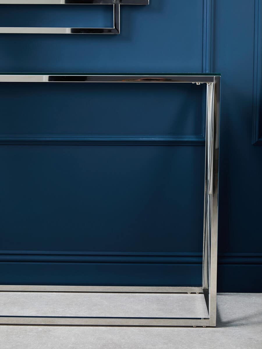 Alustre Silver Cross Design Console Table.