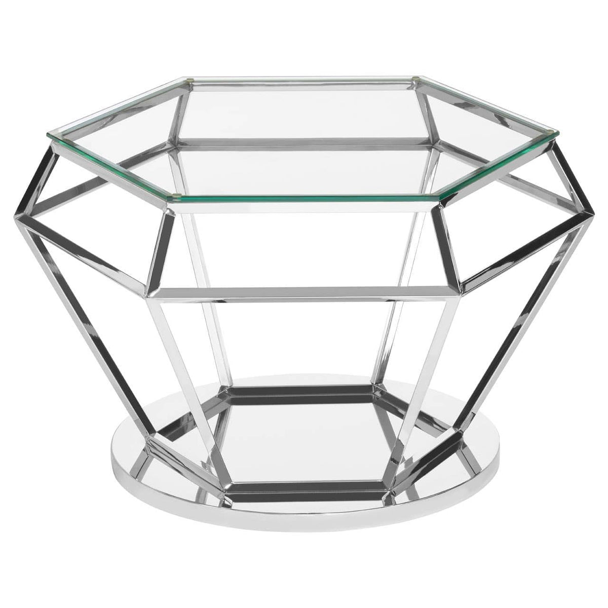 Alustre Silver Finish Diamond Design End Table.