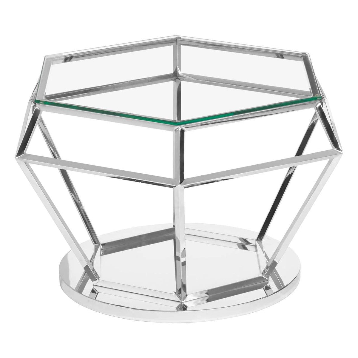 Alustre Silver Finish Diamond Design End Table.