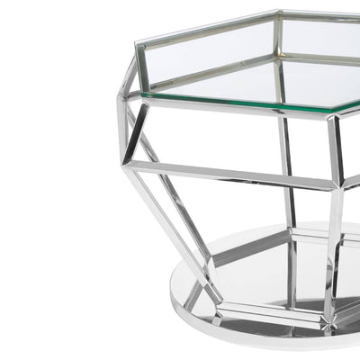 Noosa & Co. Living Alustre Silver Finish Diamond Design End Table House of Isabella UK