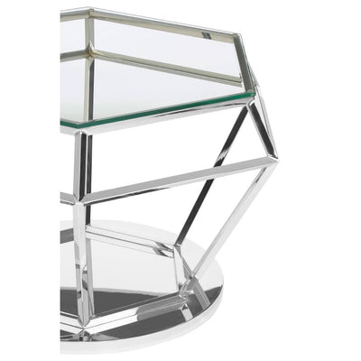 Noosa & Co. Living Alustre Silver Finish Diamond Design End Table House of Isabella UK