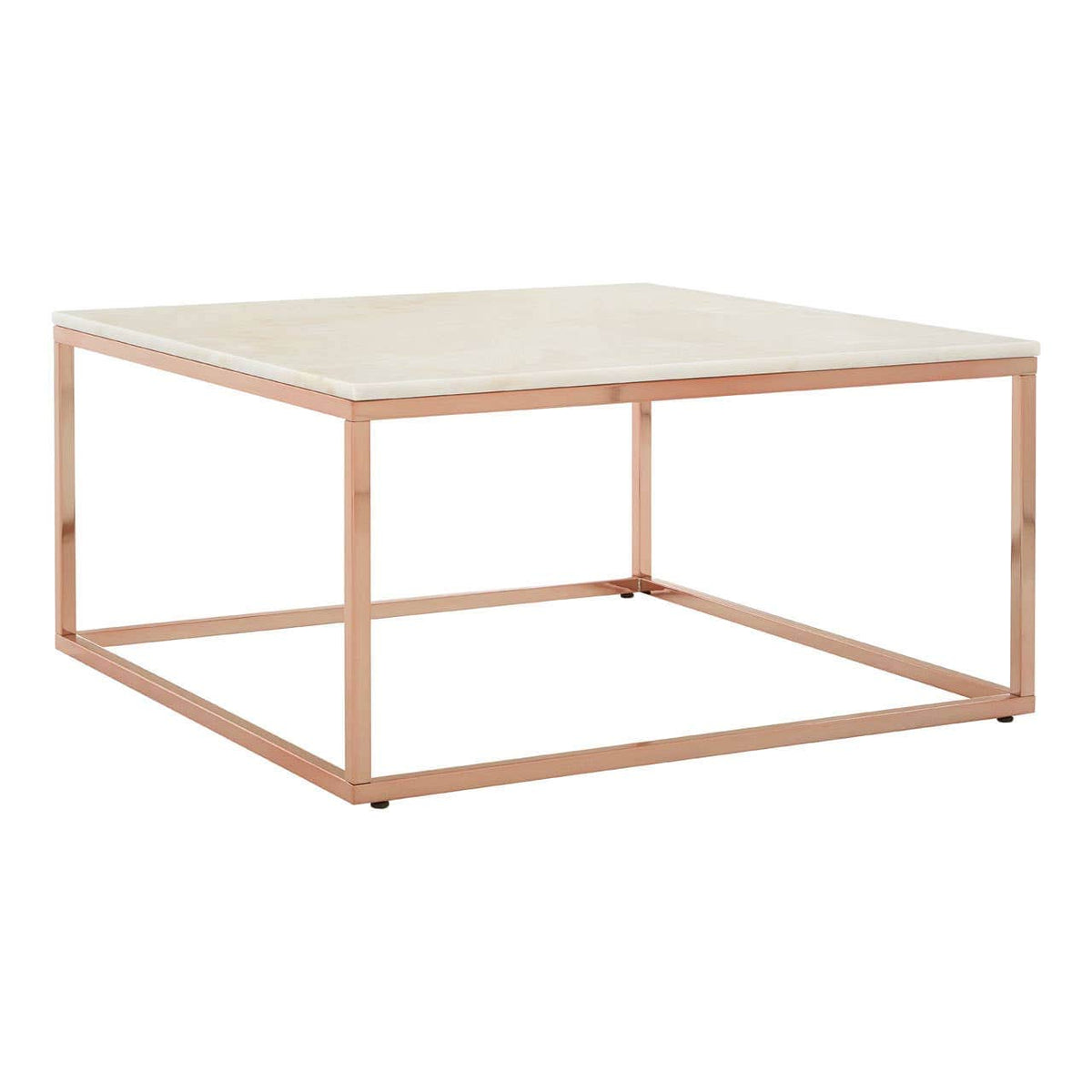 Alustre Square Rose Gold and Marble Coffee Table.