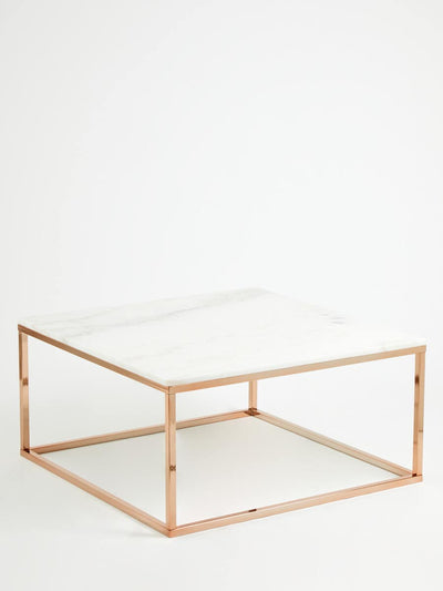 Noosa & Co. Living Alustre Square Rose Gold and Marble Coffee Table House of Isabella UK