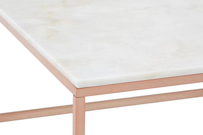 Noosa & Co. Living Alustre Square Rose Gold and Marble Coffee Table House of Isabella UK