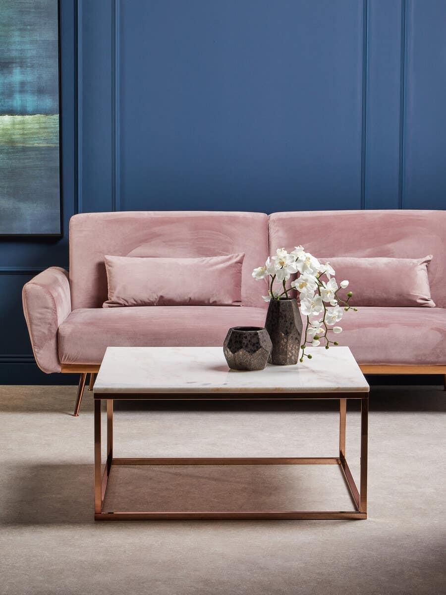 Noosa & Co. Living Alustre Square Rose Gold and Marble Coffee Table House of Isabella UK