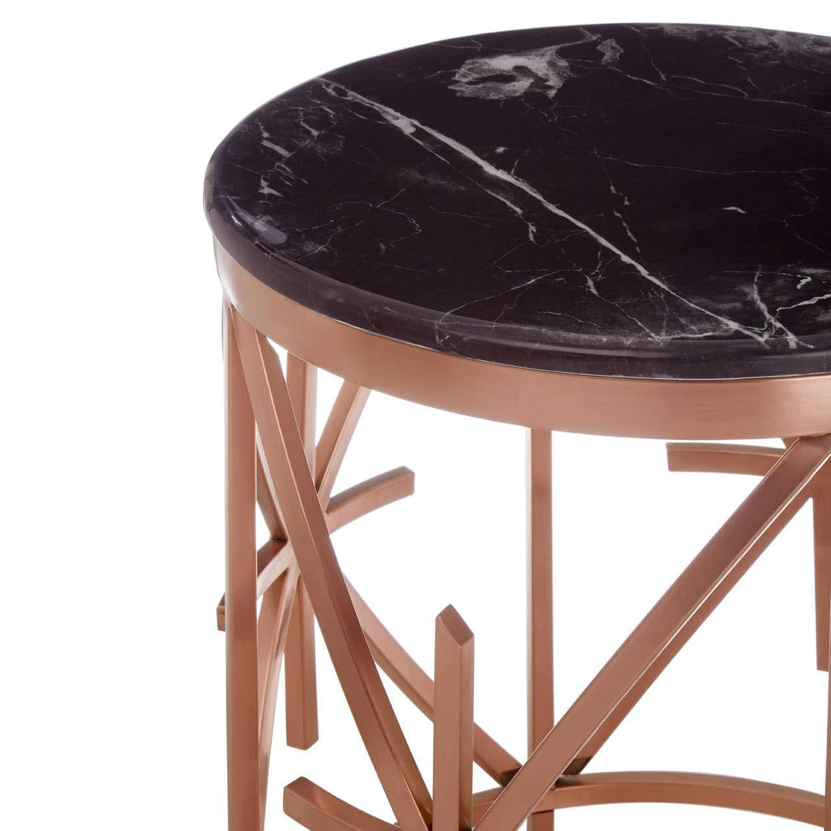 Noosa & Co. Living Alvaro Black Marble And Rose Gold Side Table House of Isabella UK