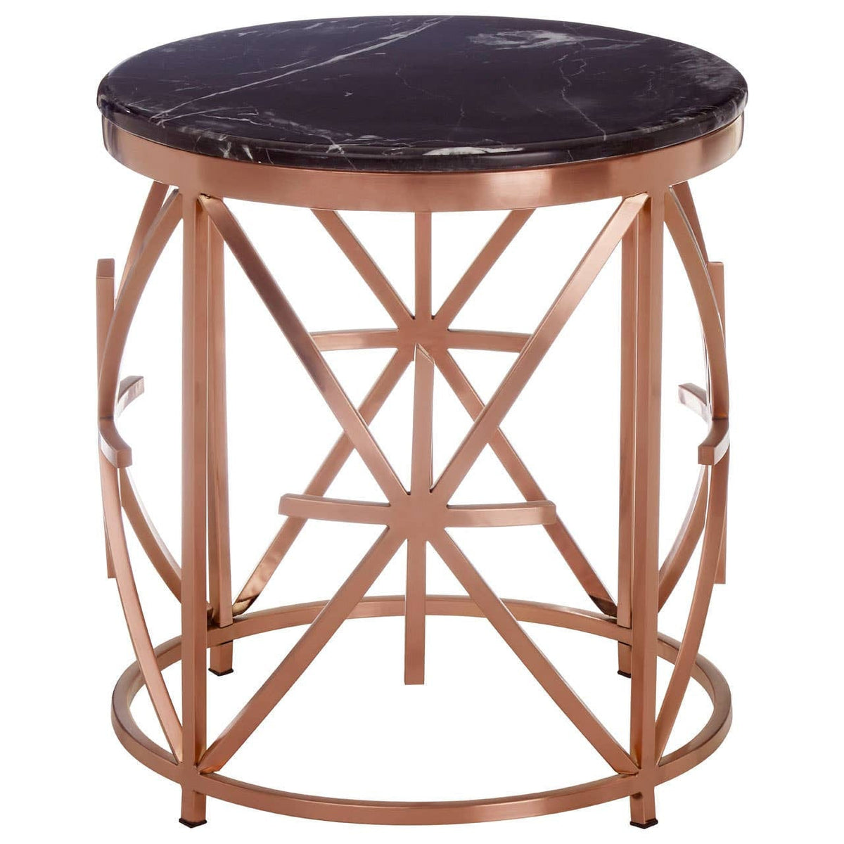 Noosa & Co. Living Alvaro Black Marble And Rose Gold Side Table House of Isabella UK