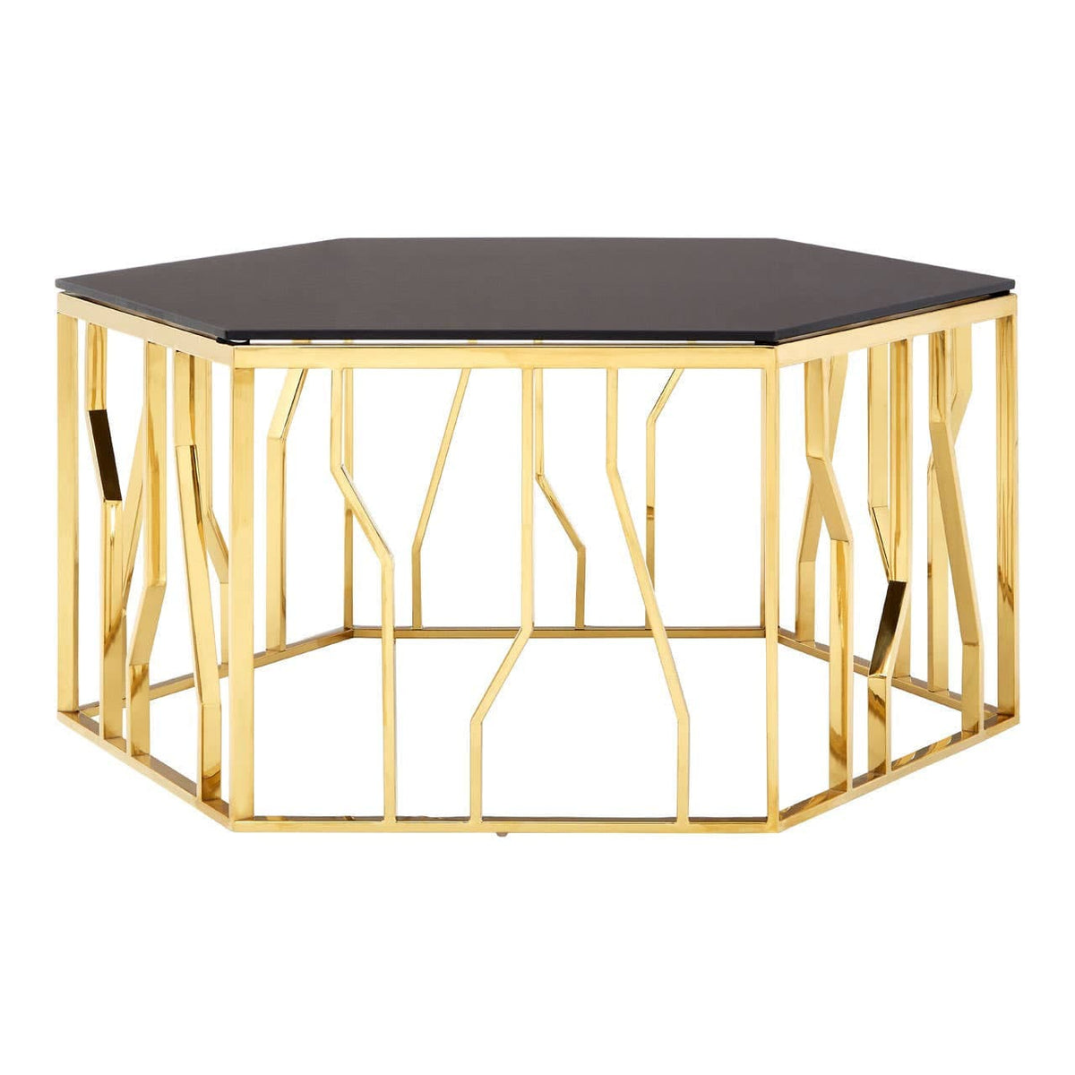 Noosa & Co. Living Alvaro Gold and Black Hexagonal Coffee Table House of Isabella UK