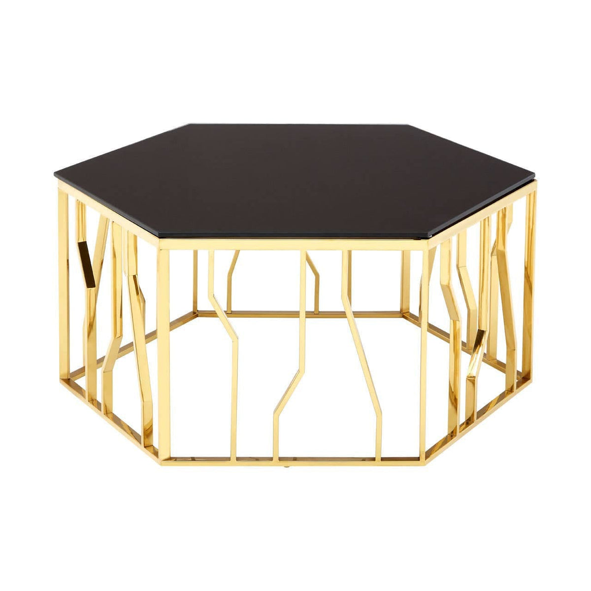 Noosa & Co. Living Alvaro Gold and Black Hexagonal Coffee Table House of Isabella UK