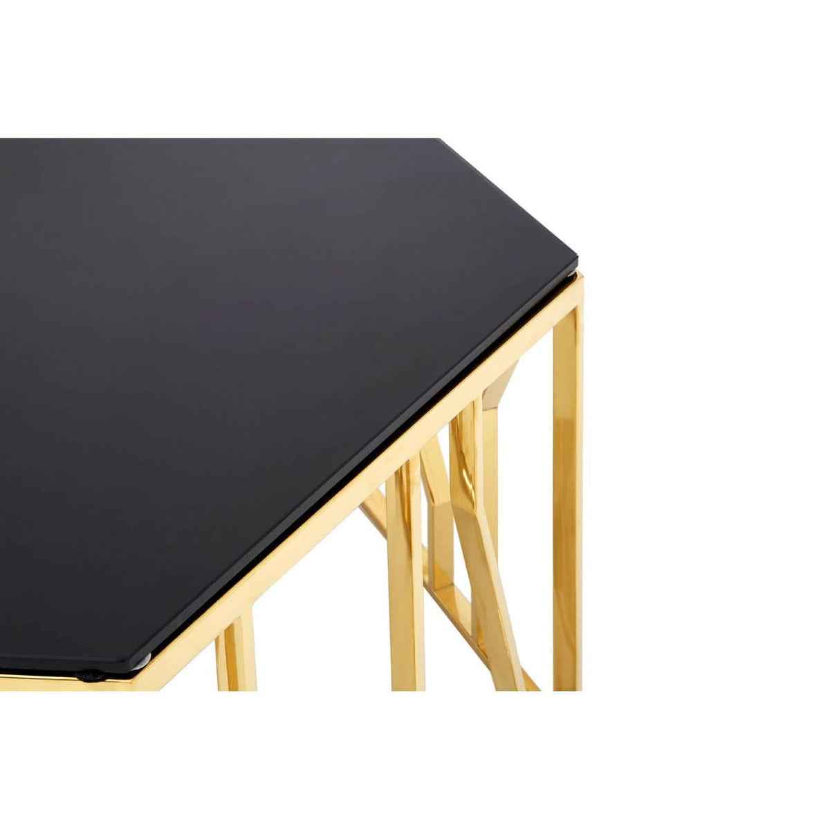 Noosa & Co. Living Alvaro Gold and Black Hexagonal Coffee Table House of Isabella UK