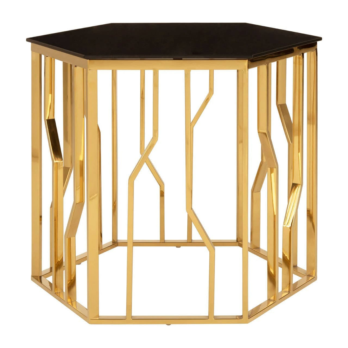 Noosa & Co. Living Alvaro Gold and Black Hexagonal Side Table House of Isabella UK