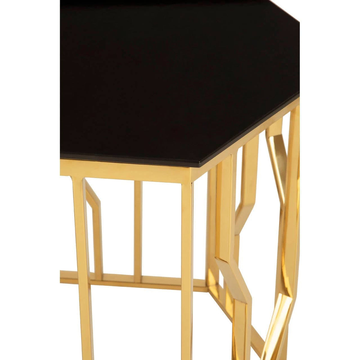 Noosa & Co. Living Alvaro Gold and Black Hexagonal Side Table House of Isabella UK