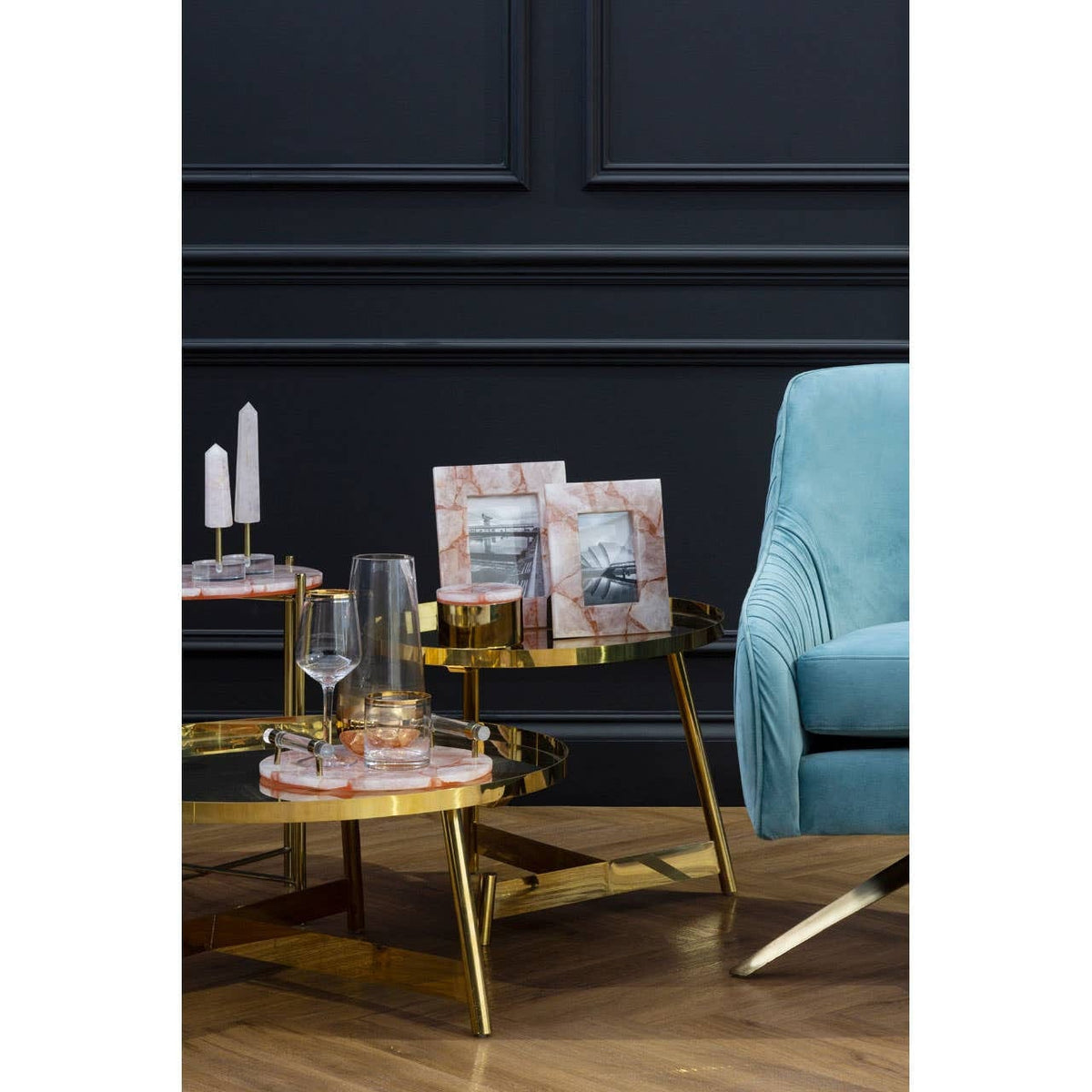 Noosa & Co. Living Alvaro Gold Set Of 2 Round Coffee Tables House of Isabella UK