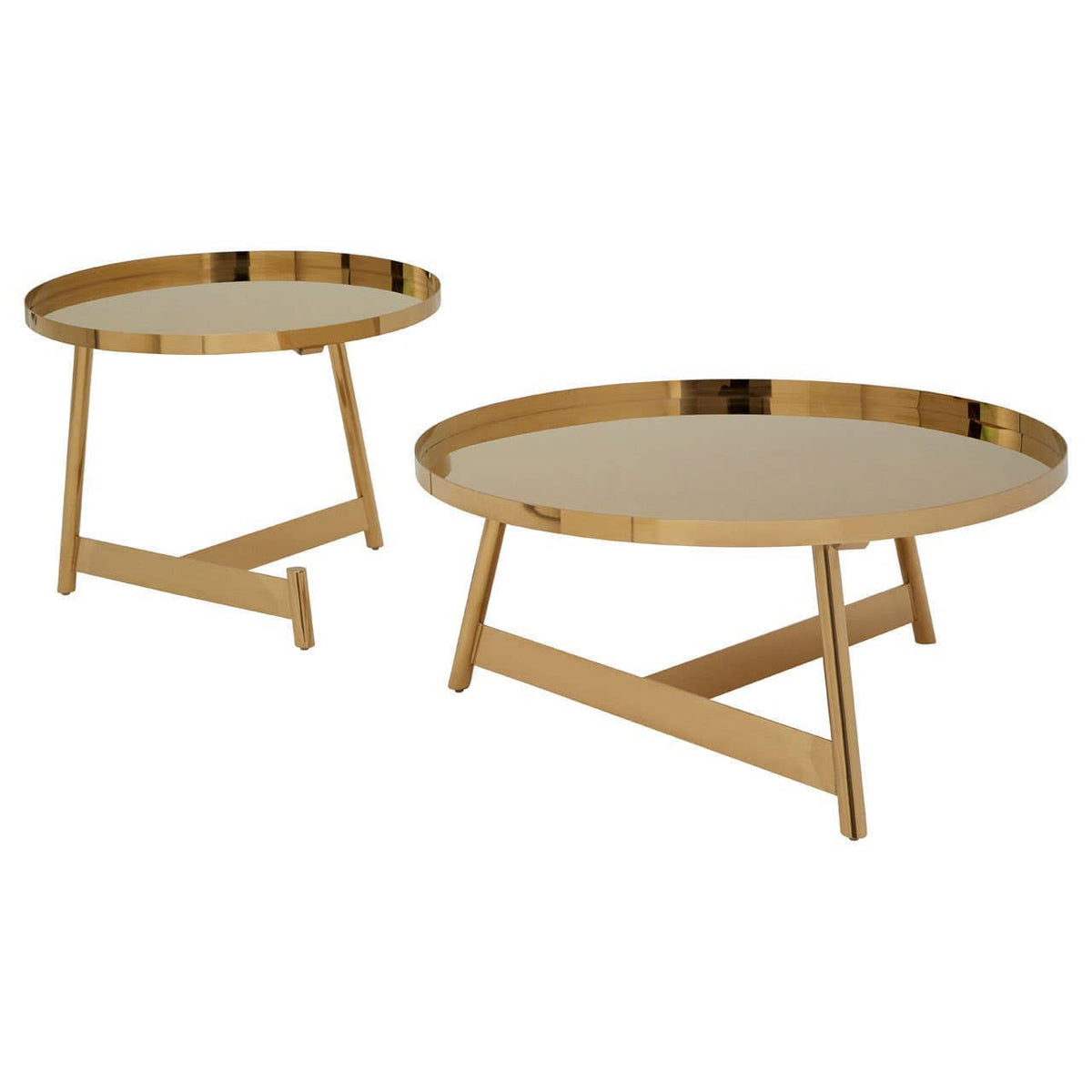 Noosa & Co. Living Alvaro Gold Set Of 2 Round Coffee Tables House of Isabella UK